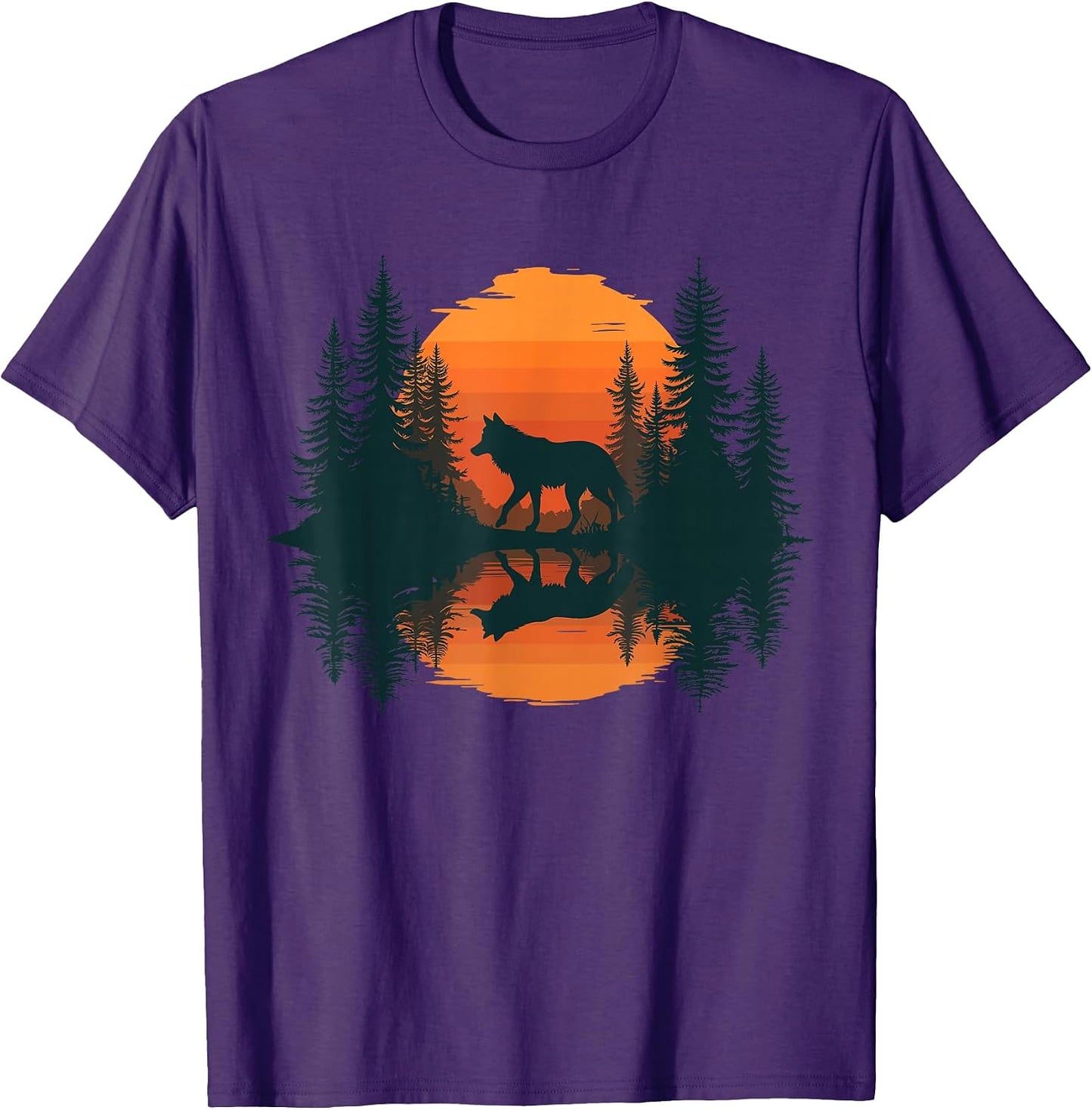 Retro Mountain Outdoor Forest Wolf Lovers Co - Adult & Kids T-Shirts, Sweatshirts & Hoodies apparel design preview 1