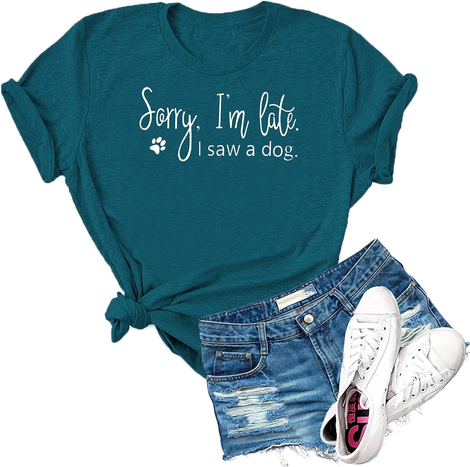 Women's Sorry I'm Late I Saw A Dog Print Novelty - Adult & Kids T-Shirts, Sweatshirts & Hoodies apparel design preview 1
