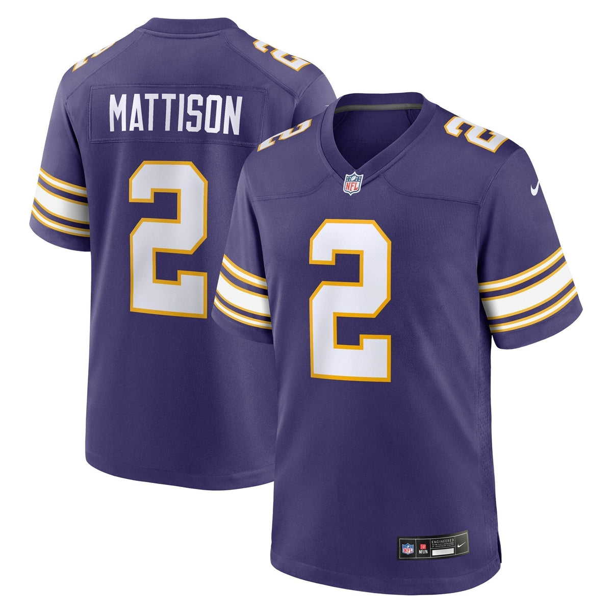 Alexander Mattison Minnesota Vikings Nike Classic Game Jersey - Purple football jersey product view 1