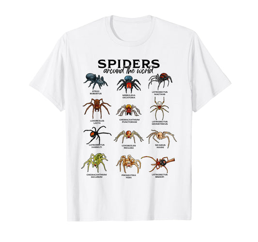 Nature Lover Apparel  Spiders Around The World Graphic Tee - T-Shirt, Sweatshirt, Hoodie