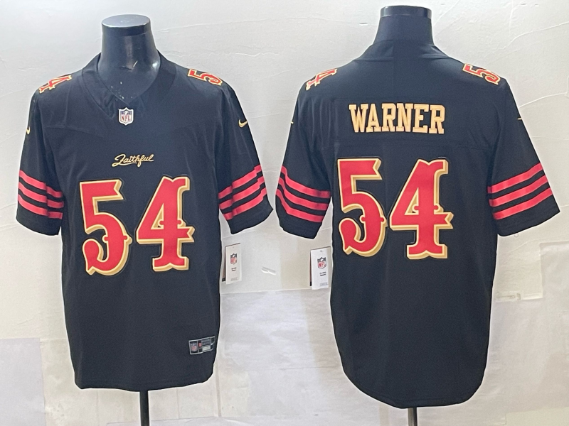 Men's San Francisco 49ers Fred Warner #54 Black 2025 Rivalries Collection Game Jersey football jersey product view 1