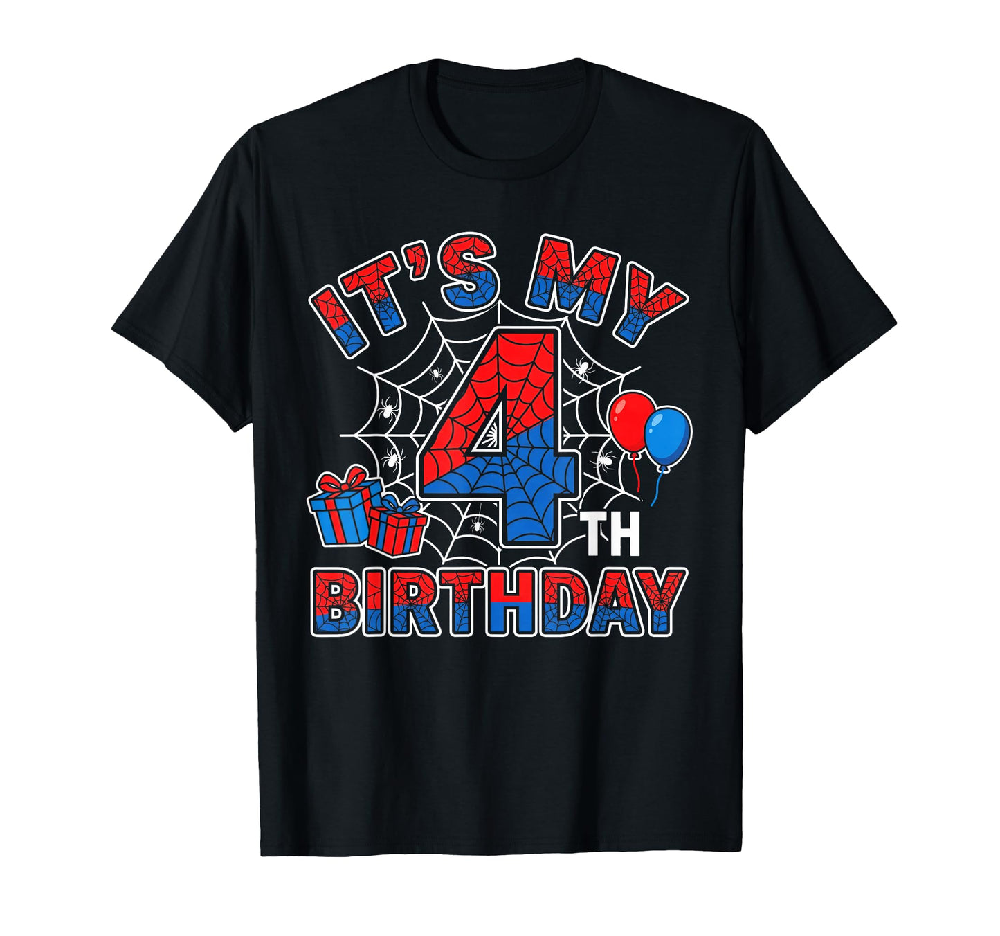 4th Birthday Boy Shirt  Spider Web Party Graphic Tee - T-Shirt, Sweatshirt, Hoodie