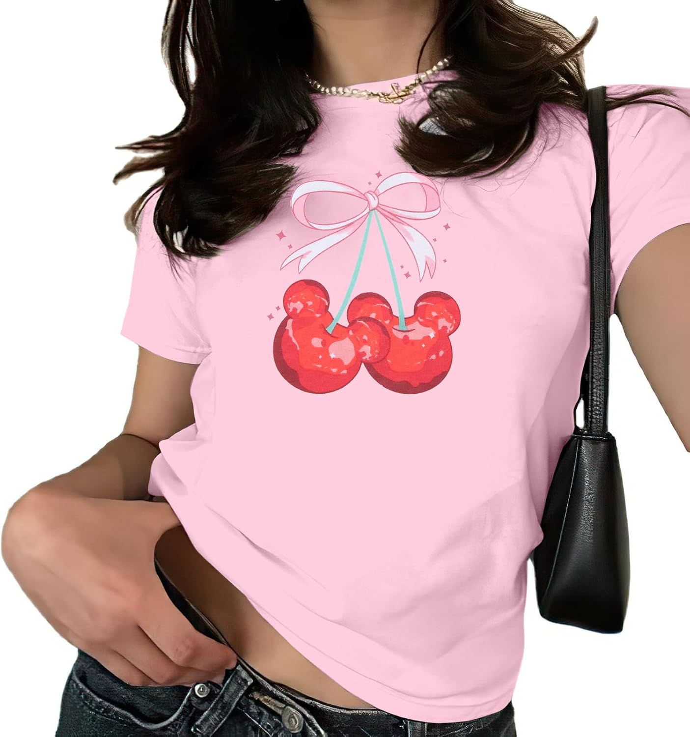 Pink Bow Cherries Women: Coquette Tops Clean Girl - Adult & Kids T-Shirts, Sweatshirts & Hoodies apparel design preview 1