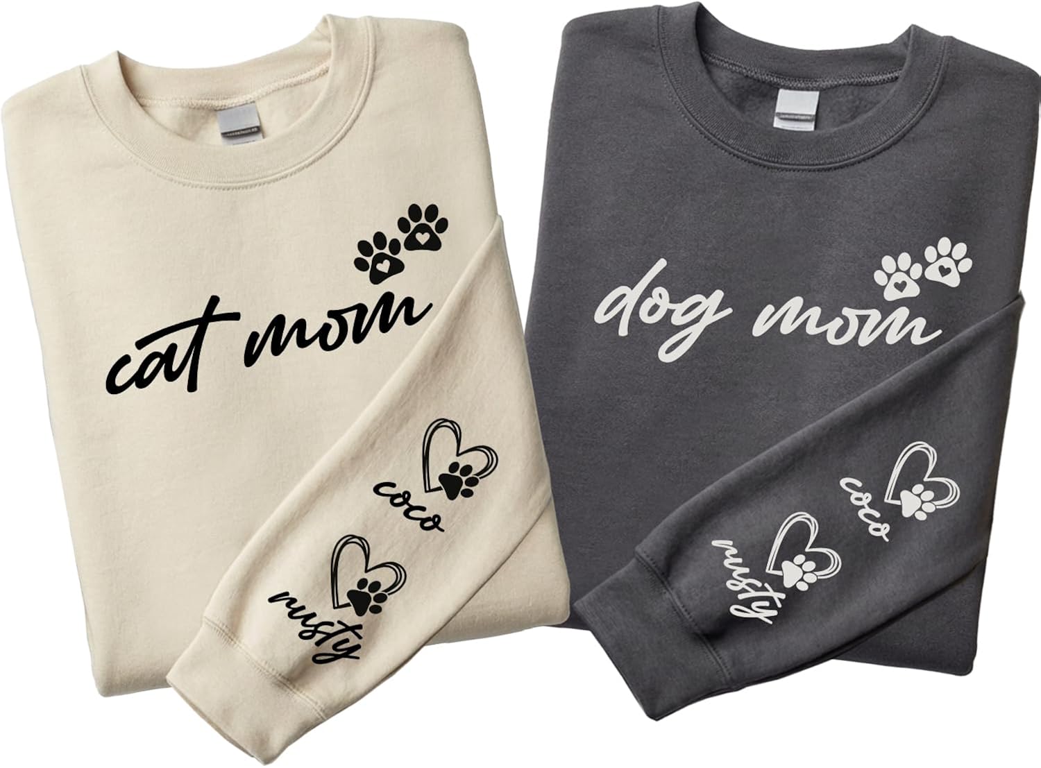 Custom Dog Mom with Name, Cat Dad Gifts for Mothers - Adult & Kids T-Shirts, Sweatshirts & Hoodies apparel design preview 1