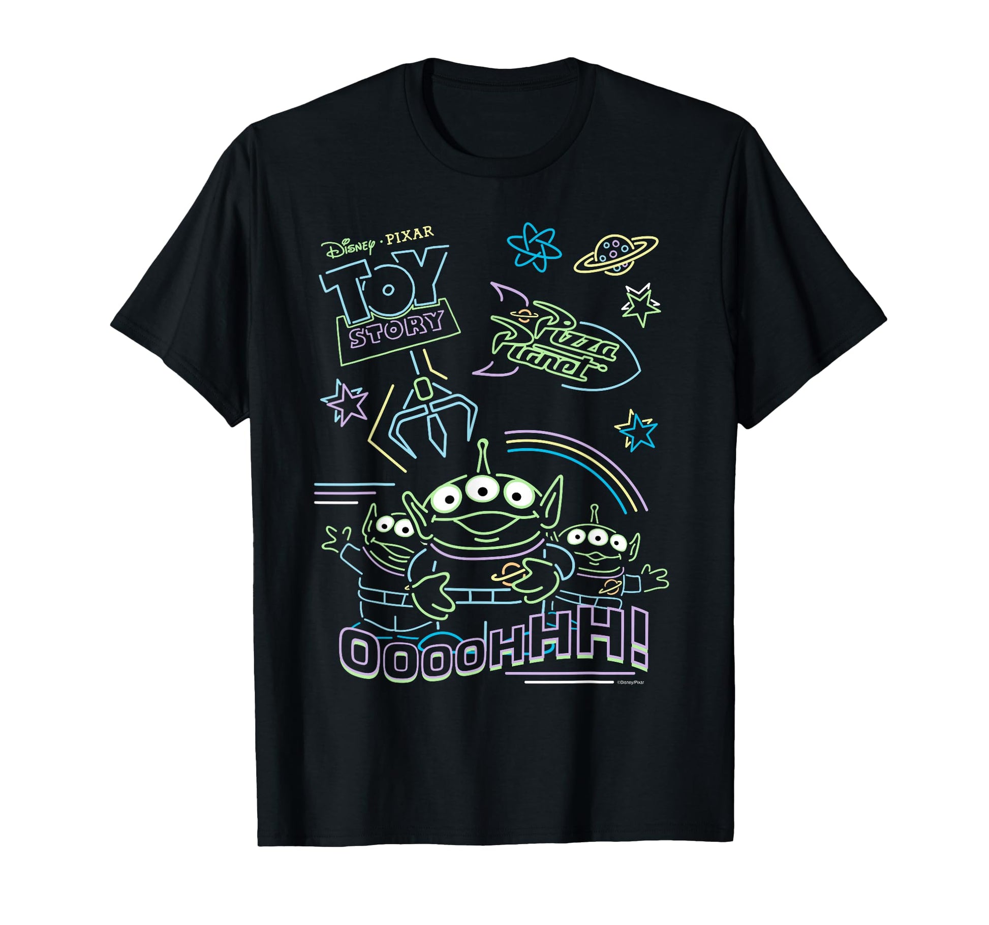 Space Pizza Arcade Apparel  Green Aliens Neon Graphic Tee - T-Shirt, Sweatshirt, Hoodie