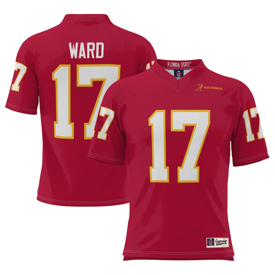 Men's Florida State Seminoles Charlie Ward #17 Red Player Game Jersey sports jersey product view 1