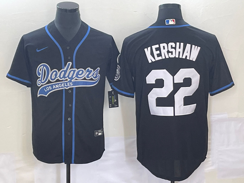 Men's Los Angeles Dodgers Clayton Kershaw #22 Black Player Jersey1 Joint Edition baseball jersey product view 1