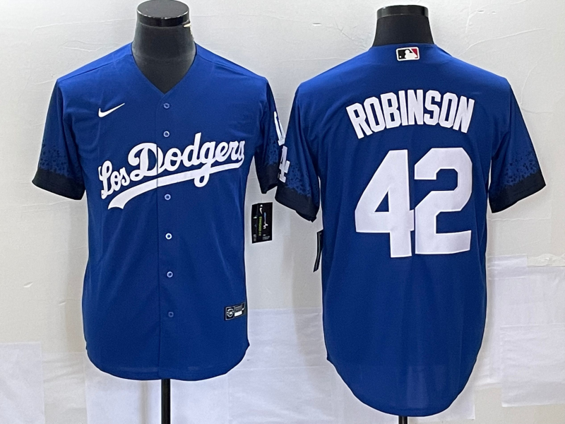 Men's Los Angeles Dodgers Jackie Robinson #42 Royal City Connect Replica Player Jersey1 baseball jersey product view 1