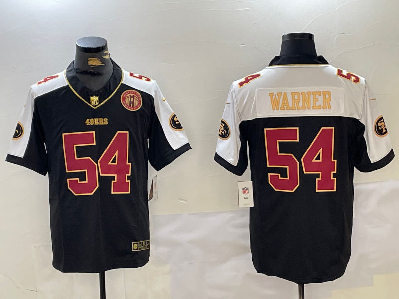 Men's San Francisco 49ers Fred Warner #54 Black Game Team Jersey1 football jersey product view 1