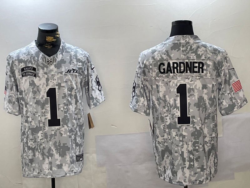Men's New York Jets Sauce Gardner #1 Arctic Camo 2024 Salute to Service Limited Jersey1 football jersey product view 1