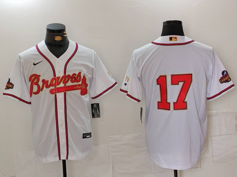 Men's Atlanta Braves Danny Bautista #17 White Limited Player Jersey1 baseball jersey product view 1