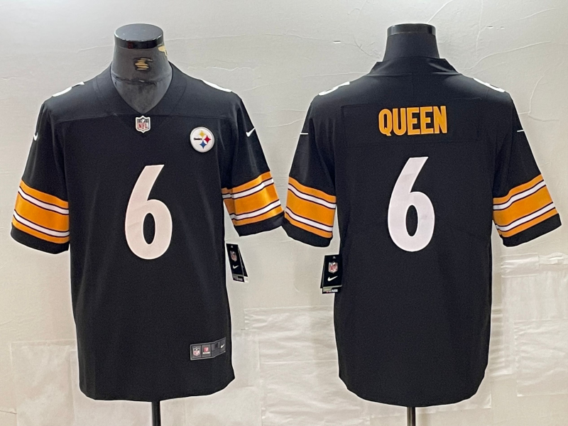 Men's Pittsburgh Steelers Patrick Queen #6 Black Game Jersey1 football jersey product view 1