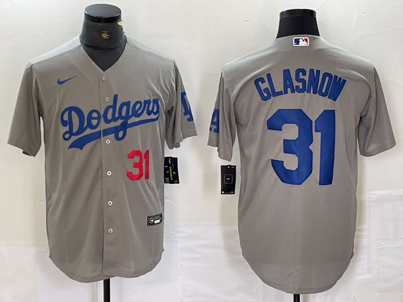 Men's Los Angeles Dodgers Tyler Glasnow #31 Gray Replica Game Jersey1 baseball jersey product view 1
