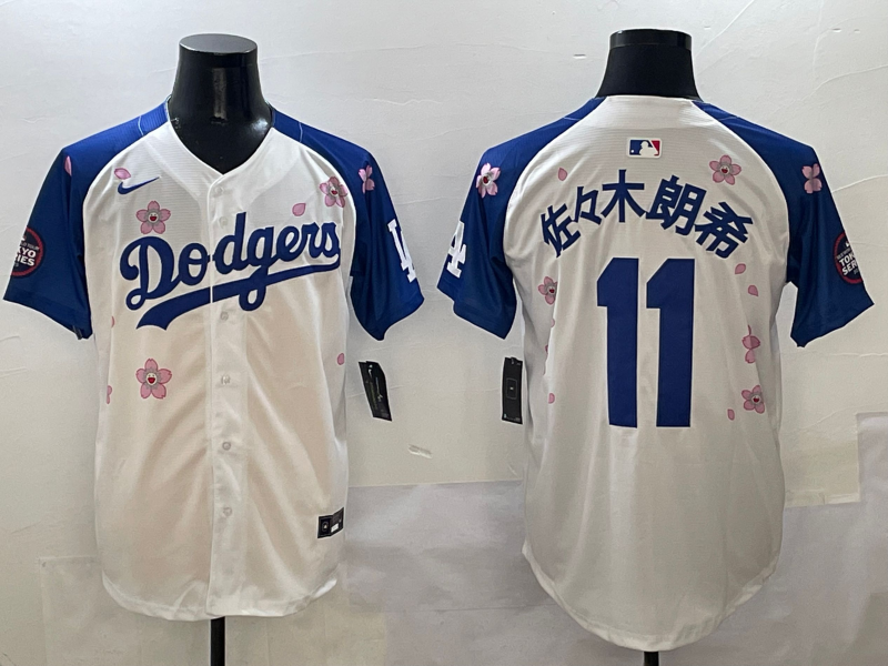 Men's Los Angeles Dodgers Roki Sasaki #11 White Team Game Jersey baseball jersey product view 1