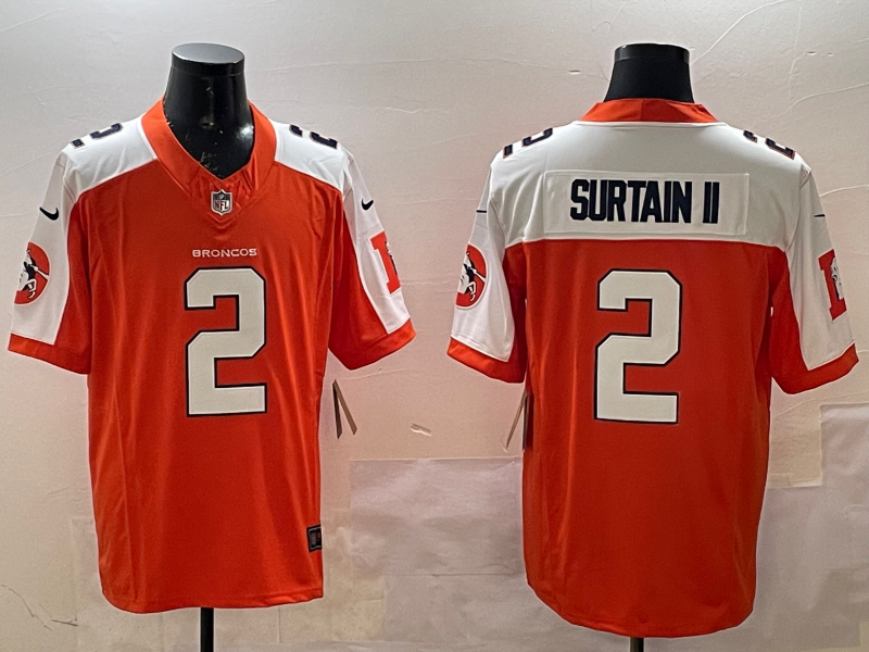 Men's Denver Broncos Patrick Surtain II #2 Orange Player Game Jersey1 football jersey product view 1