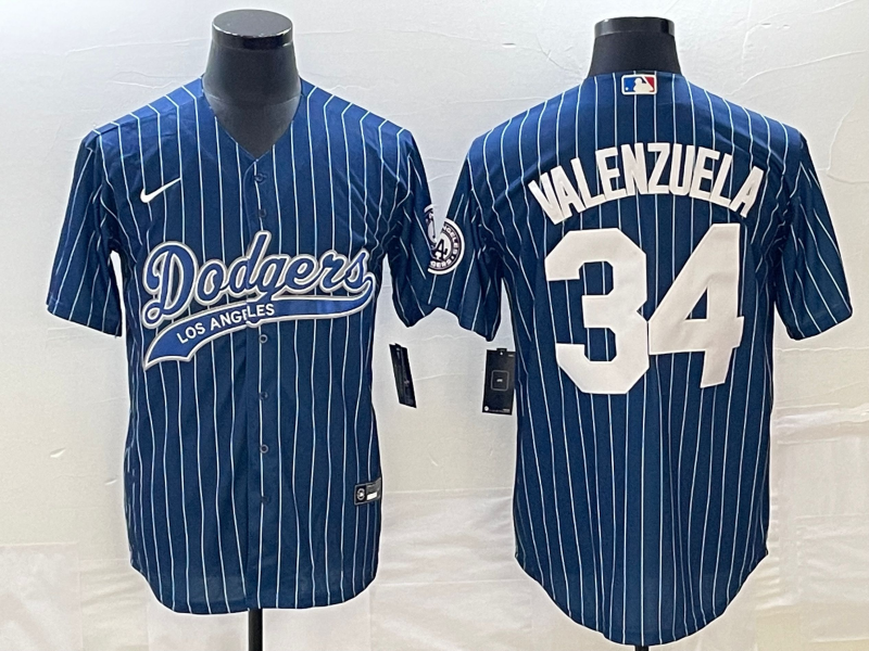 Men's Los Angeles Dodgers Fernando Valenzuela #34 Blue Player Jersey1 Joint Edition baseball jersey product view 1