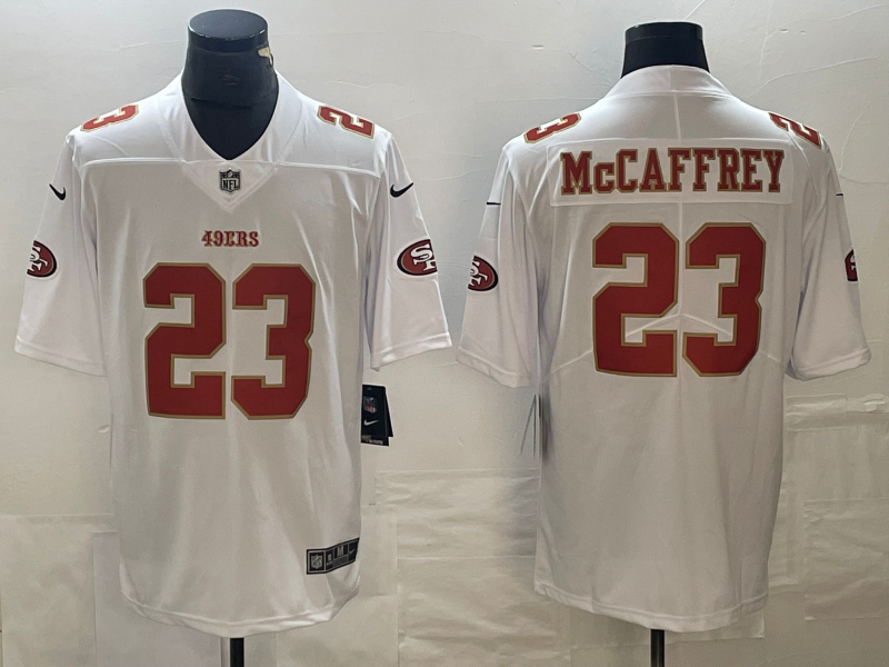 Men's San Francisco 49ers Christian McCaffrey #23 Tundra White Fashion Game Jersey1 football jersey product view 1