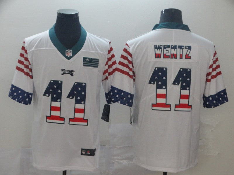 Men's Philadelphia Eagles #11 Carson Wentz White Game Jersey1 football jersey product view 1