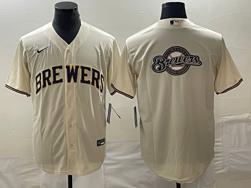 Men's Milwaukee Brewers Cream Home Replica Team Jersey1 baseball jersey product view 1