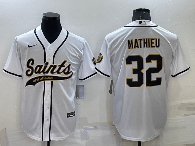 Men's New Orleans Saints Tyrann Mathieu #32 White Game Jersey1 Joint Edition football jersey product view 1