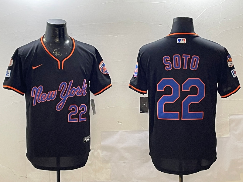 Men's New York Mets Juan Soto #22 Black Replica Player Jersey1 baseball jersey product view 1