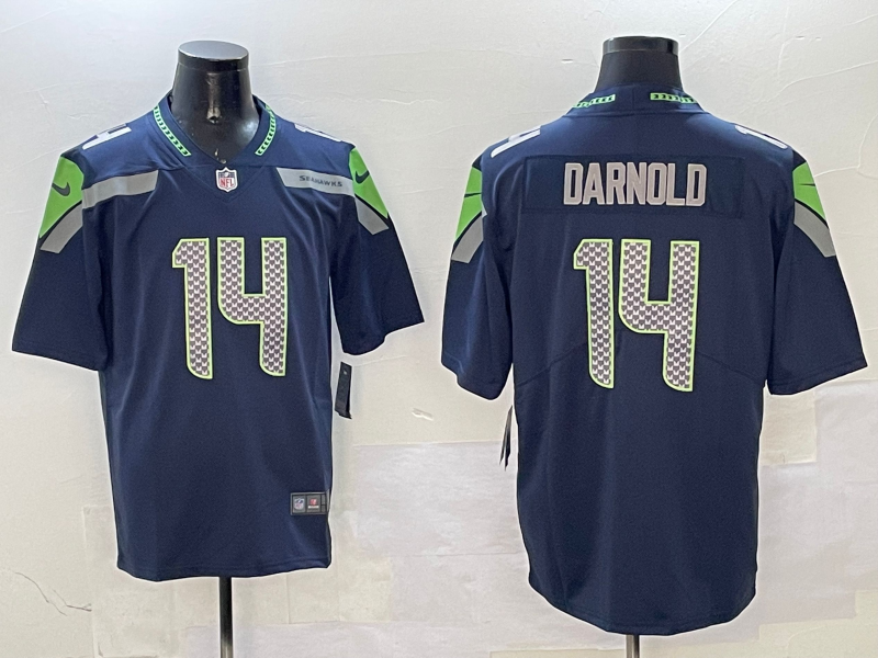Men's Seattle Seahawks Sam Darnold #14 College Navy Game Player Jersey1 football jersey product view 1