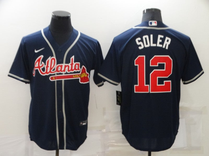 Men's Atlanta Braves Jorge Soler #12 Navy Replica Player Jersey1 baseball jersey product view 1