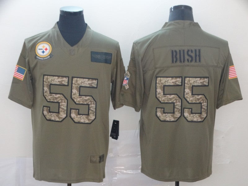 Men's Pittsburgh Steelers Devon Bush Jr. #55 Brown Player Game Jersey1 football jersey product view 1