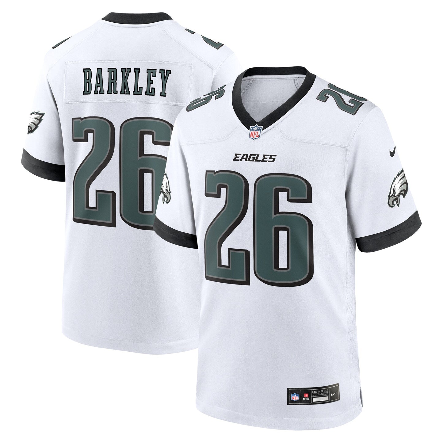 Saquon Barkley Philadelphia Eagles Nike White Game Jersey - White football jersey product view 1