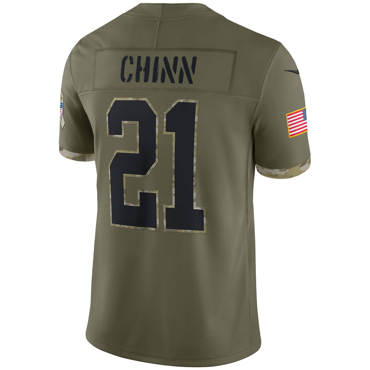 Jeremy Chinn Carolina Panthers Nike 2022 Salute To Service Limited Jersey - Olive football jersey product view 3