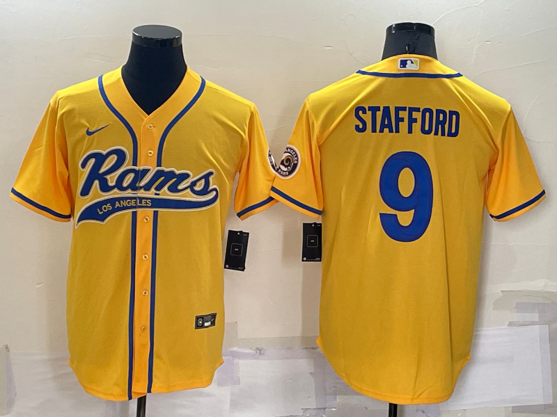 Men's Los Angeles Rams Matthew Stafford #9 Yellow Game Jersey1 Joint Edition football jersey product view 1