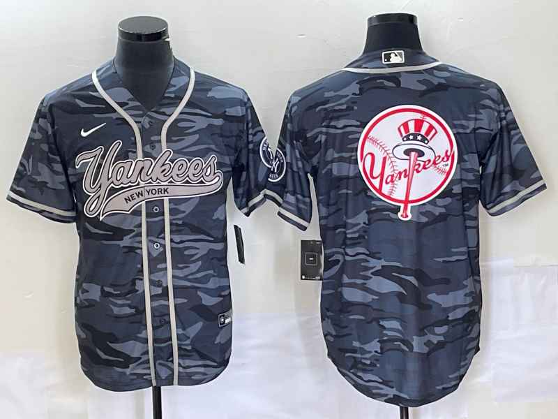 Men's New York Yankees Grey Camouflage Replica Team Jersey1 Joint Edition baseball jersey product view 1