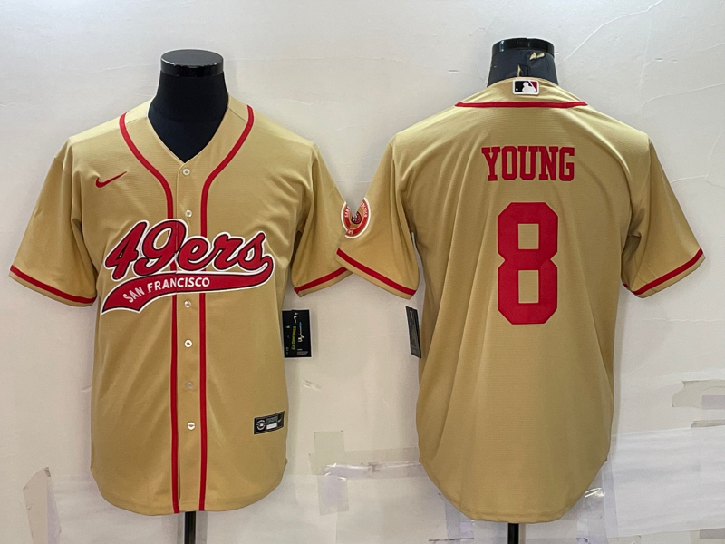 Men's San Francisco 49ers Steve Young #8 Gold Game Jersey1 Joint Edition football jersey product view 1