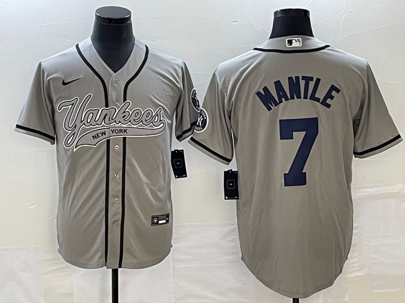 Men's New York Yankees Mickey Mantle #7 Gray Player Jersey1 Joint Edition baseball jersey product view 1