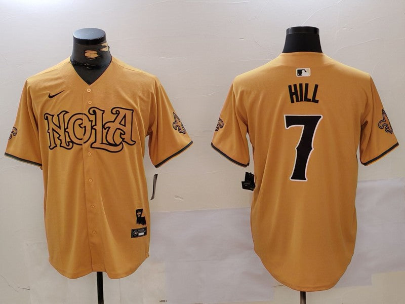 Men's New Orleans Saints Taysom Hill #7 Yellow Game Player Jersey1 football jersey product view 1