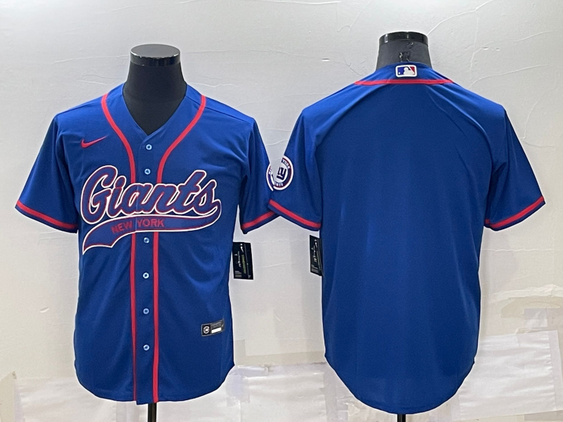 Men's New York Giants Blue Blank Jersey1 football jersey product view 1