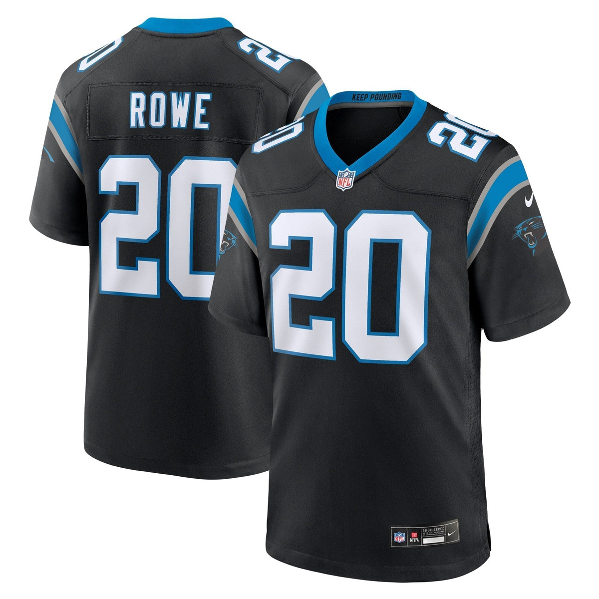 Eric Rowe Carolina Panthers Nike Game Jersey - Black football jersey product view 1