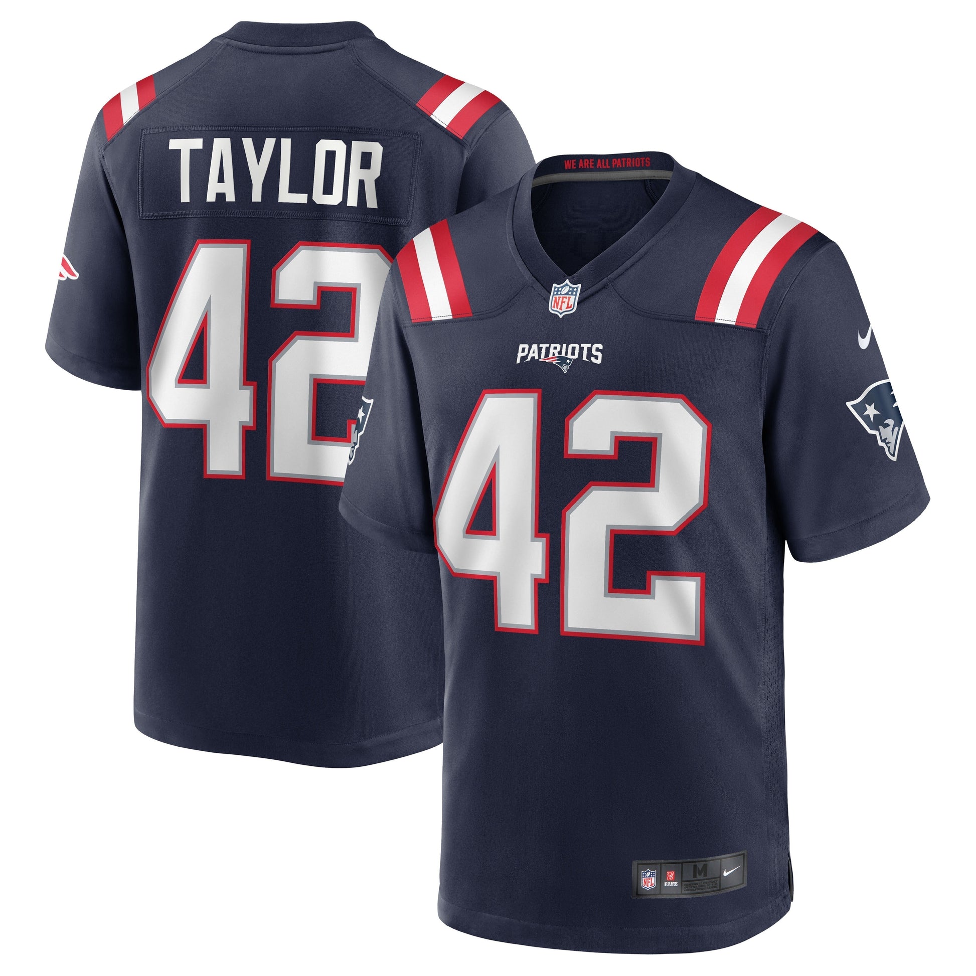 J.J. Taylor New England Patriots Nike Team Game Jersey - Navy football jersey product view 1