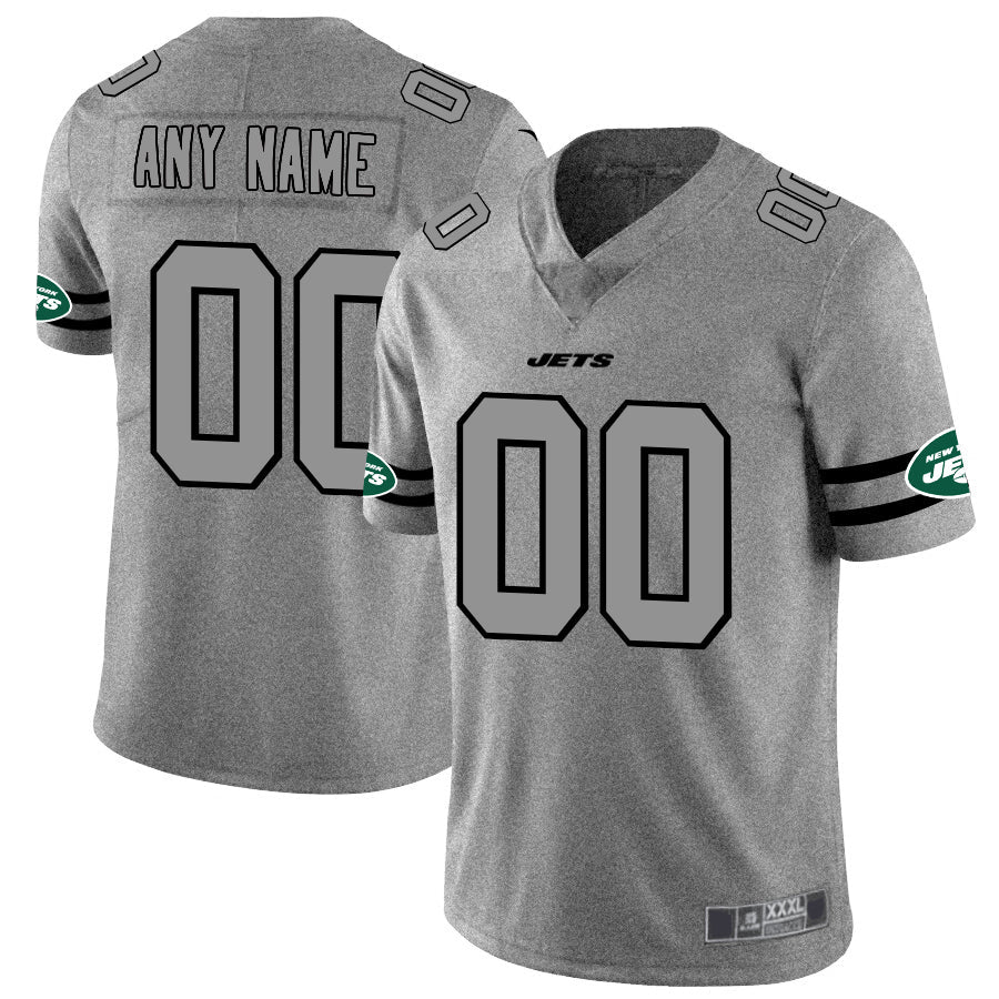 Custom1 New York Jets 2019 Gray Gridiron Gray Vapor Untouchable Limited Jersey1 American Stitched Jersey1 Football Jerseys football jersey product view 1