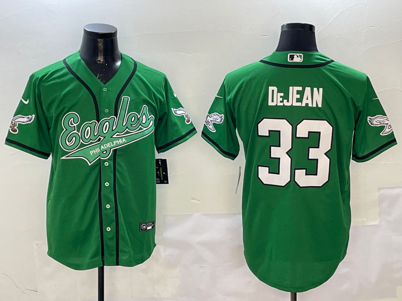 Men's Philadelphia Eagles Cooper DeJean #33 Green Game Jersey1 football jersey product view 1