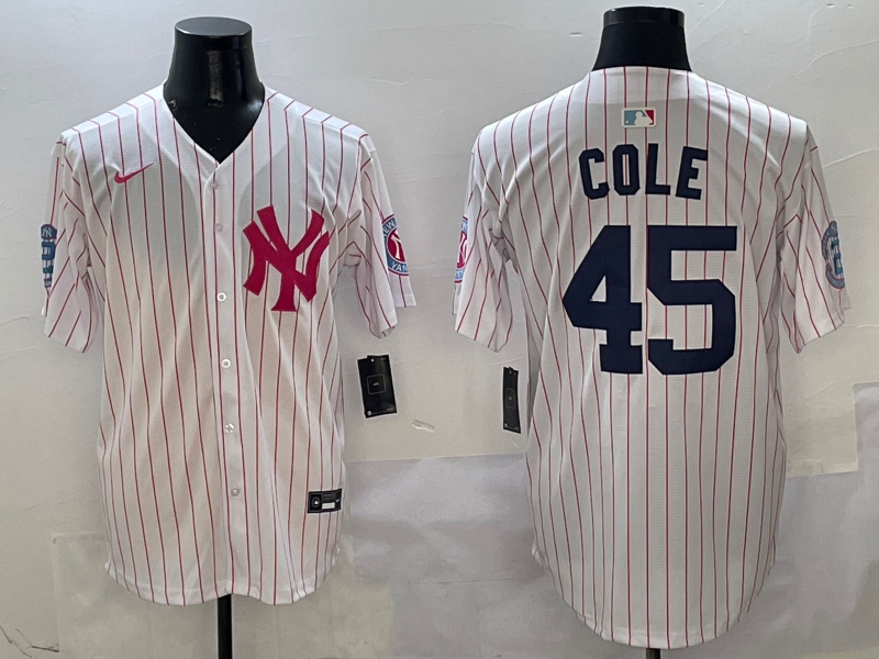 Men's New York Yankees Gerrit Cole #45 White Team Player Jersey baseball jersey product view 1