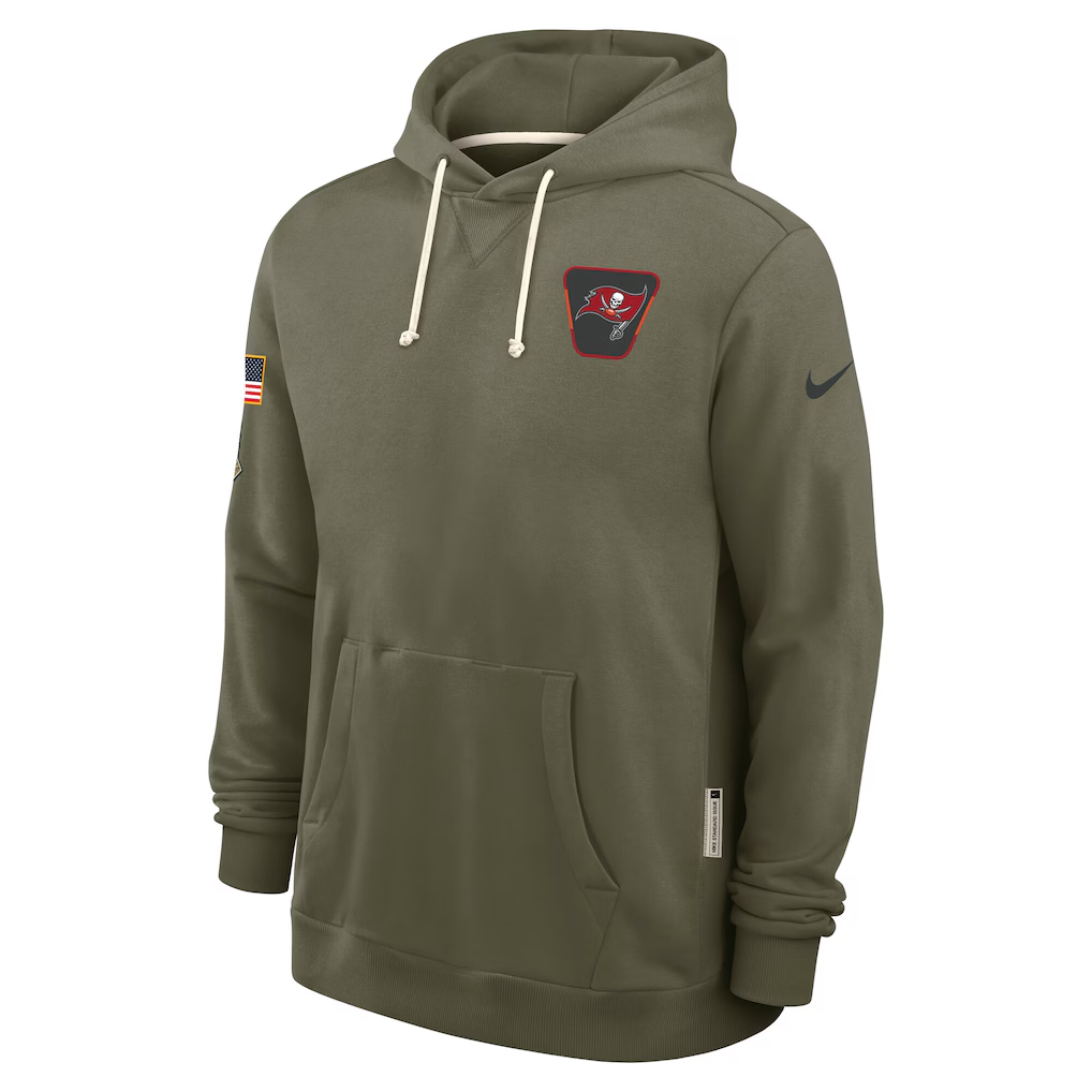 Men's Tampa Bay Buccaneers Nike Olive 2025 Salute to Service Sideline Standard Issue Dri-FIT Hoodie football jersey product view 2