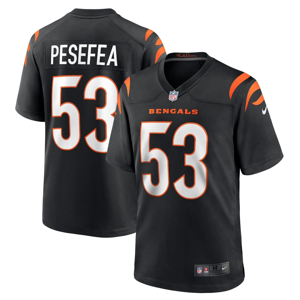 TJ Pesefea Cincinnati Bengals Nike Team Game Jersey - Black football jersey product view 1