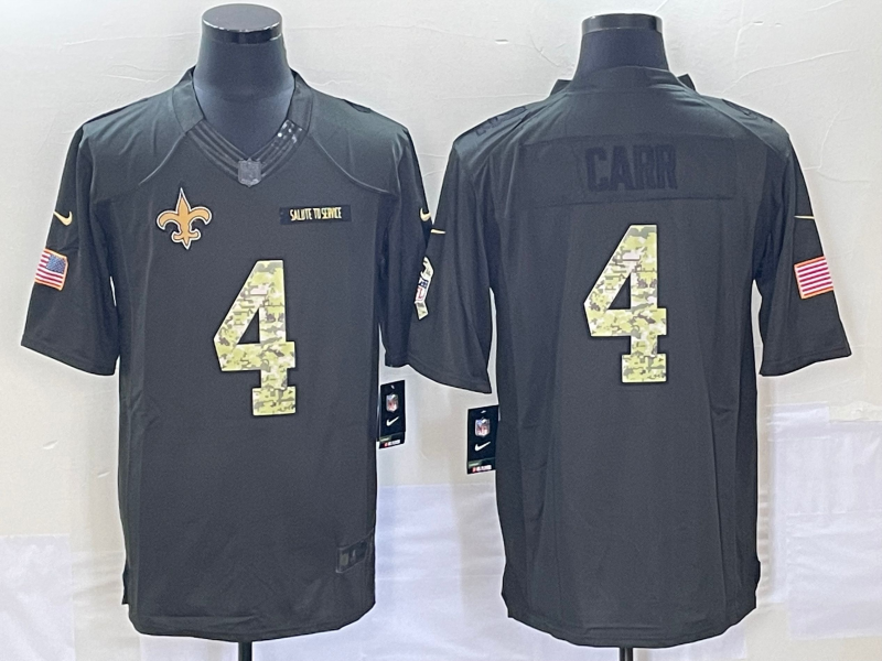 Men's New Orleans Saints #4 Derek Carr Black Player Jersey1 football jersey product view 1