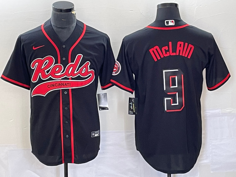 Men's Cincinnati Reds Matt McLain #9 Black Replica Player Jersey Joint Edition baseball jersey product view 1