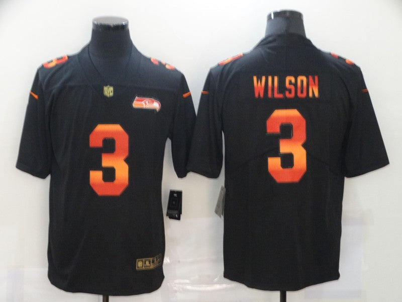 Men's Seattle Seahawks #3 Russell Wilson Black Player Game Jersey football jersey product view 1