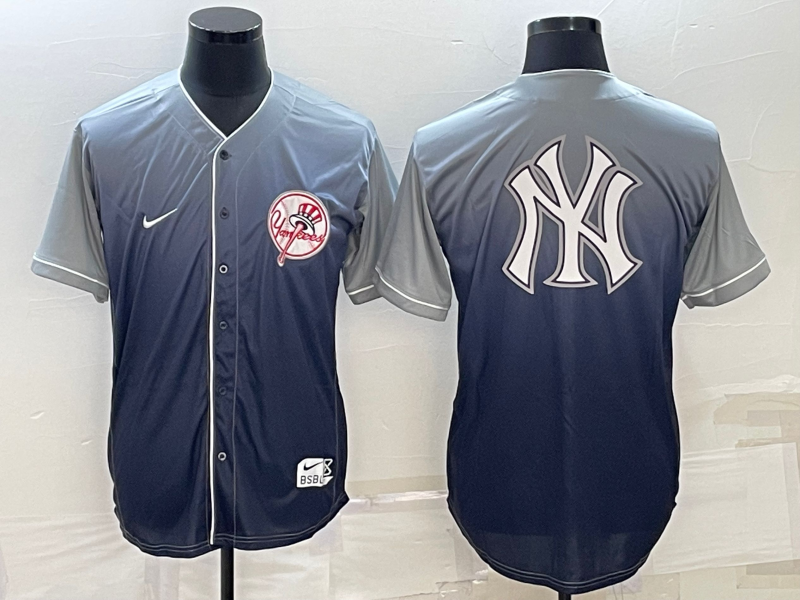 Men's New York Yankees Grey Gradient Replica Player Jersey1 baseball jersey product view 1