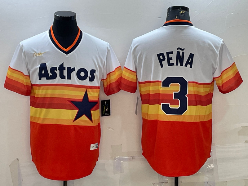 Men's Houston Astros Jeremy Pena #3 White Home Cooperstown Collection Team Jersey1 baseball jersey product view 1