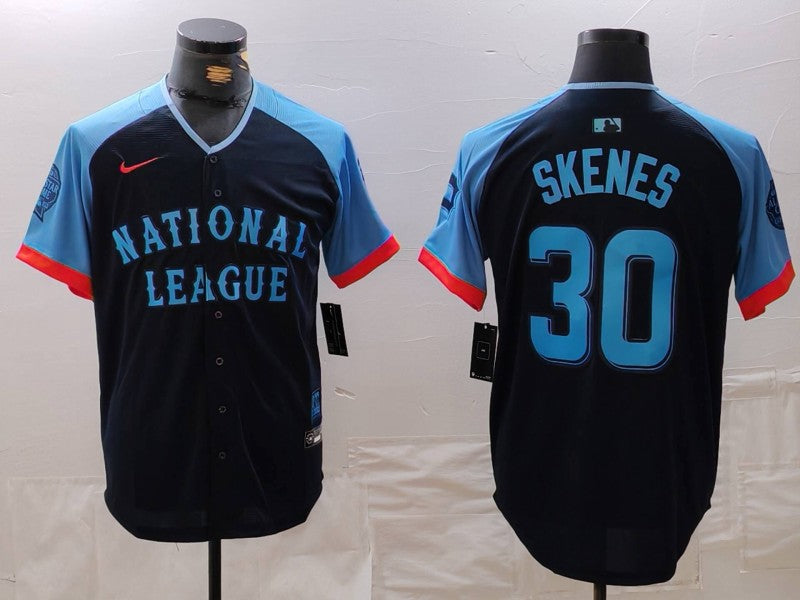 Men's National League Paul Skenes #30 Navy 2024 MLB All-Star Game Limited Player Jersey1 baseball jersey product view 1