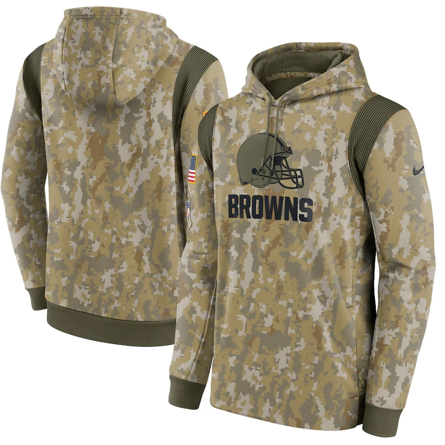 Men's Cleveland Browns NFL 2021 Salute to Service Hoodie1 Camouflage football jersey product view 1